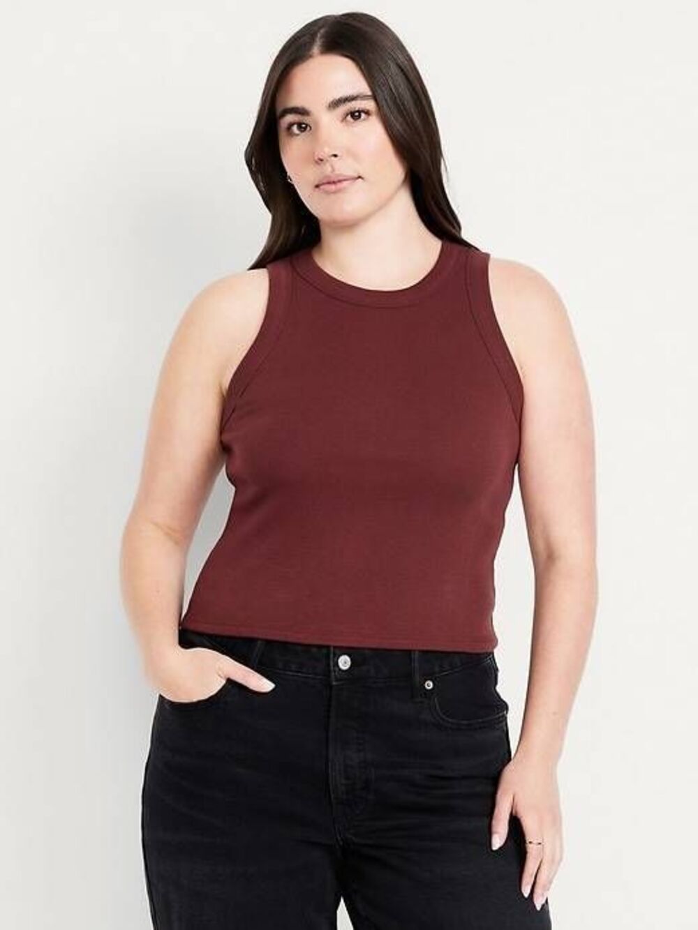 Old Navy Snug Ribbed High Neck Cropped Tank Top